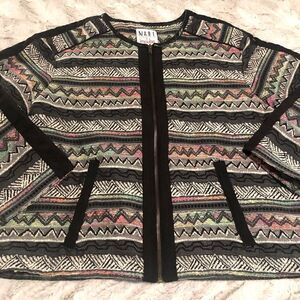 Woven multicolored zippered cardigan/jacket size L